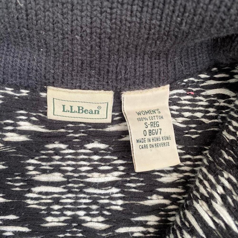 90s Vintage L.L. Bean Patterned Cardigan Zip Up Sweater Cropped Fit - Picture 4 of 5